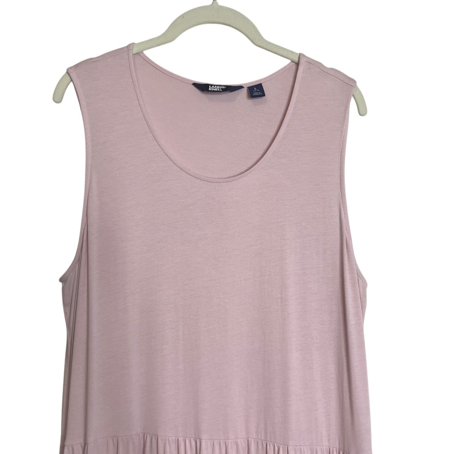 LANDS’ END Sleeveless Tiered Maxi Dress Colorblock Dress Large Pink Green Teal