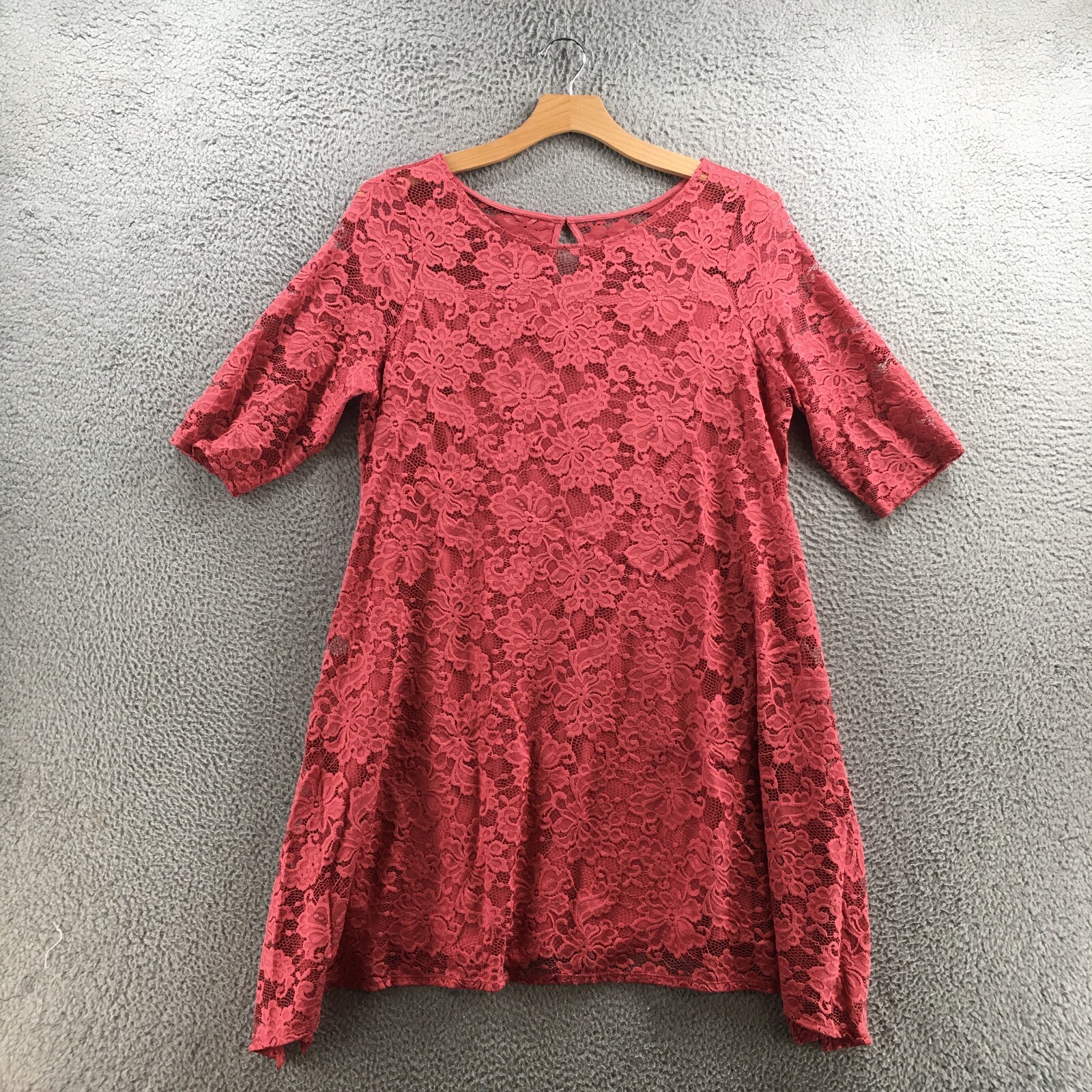 Lane Bryant Trapeze Swing Dress Womens 18/20 Pink Lace Overlay 3/4 Sleeves