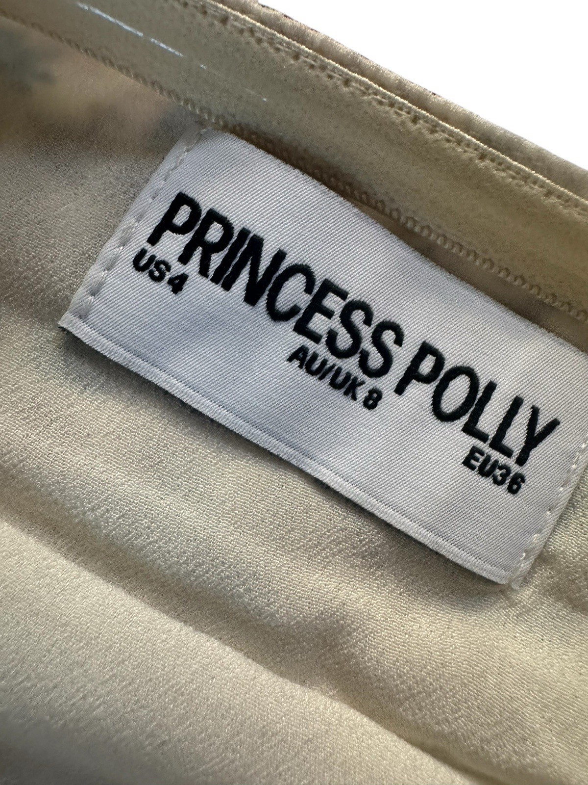 PRINCESS POLLY SZ 4 Mini Dress Brown Blue Floral Fit & Flare Halter Strap #5121