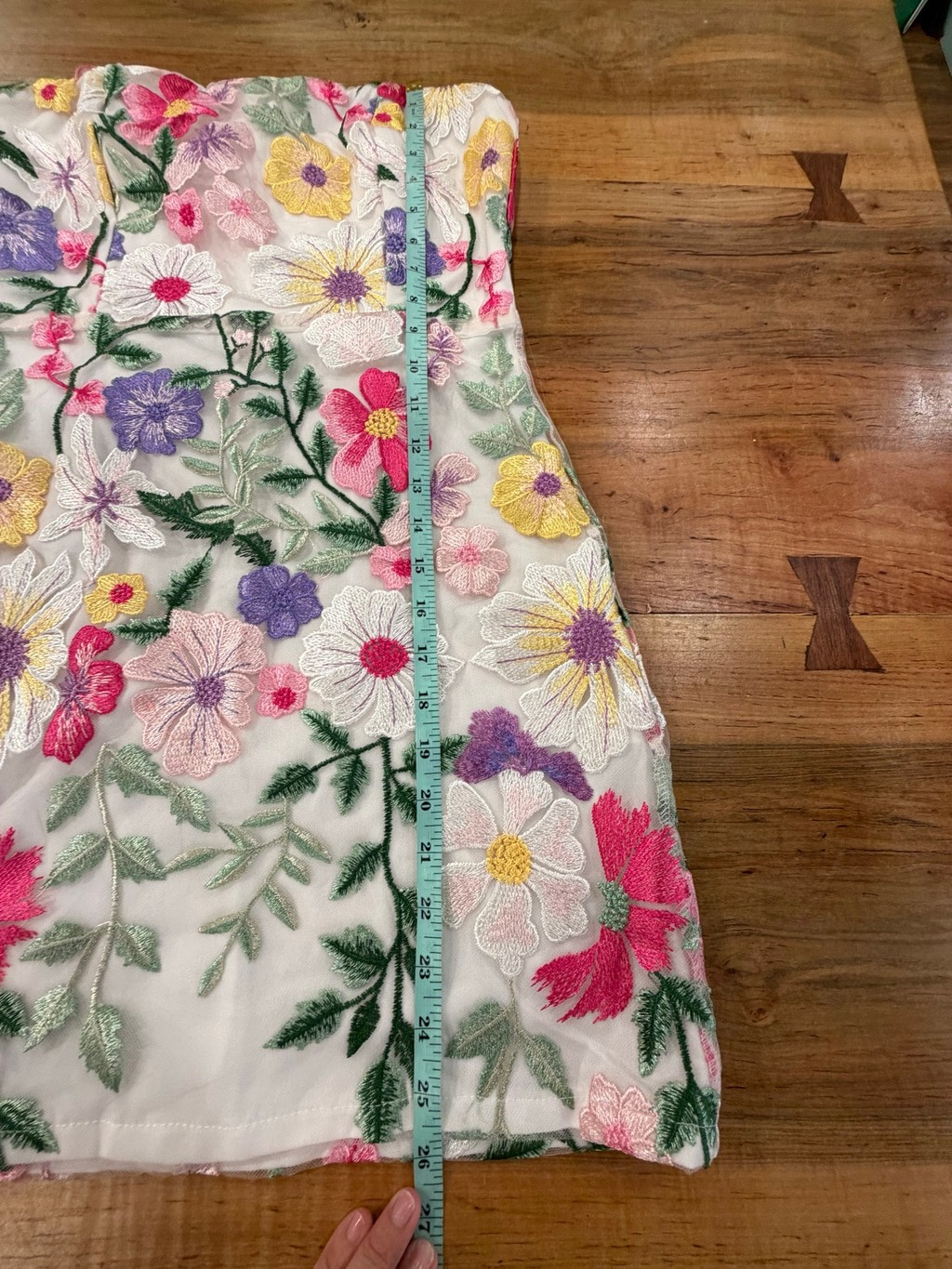 Floral Embroidered Lace Mini Dress Size S Strapless Colorful Mesh Overlay Weddin
