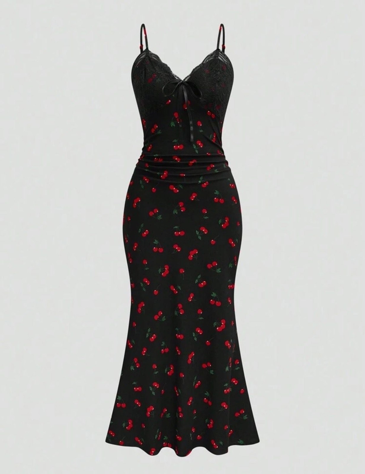 Sweetra Black Cherry Print Midi Dress