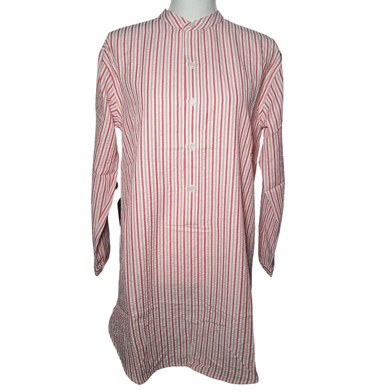 NWT Tuckernuck Strawberry Stripe Seersucker Bodie Coverup Shirt Dress XS Tunic
