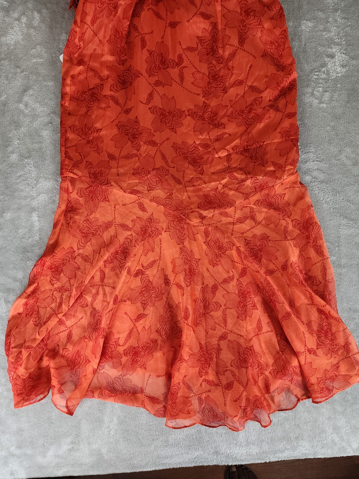 Azazie Atelier Amaria Orange Floral Ruffle Maxi Dress, Zip Closure, Women 10