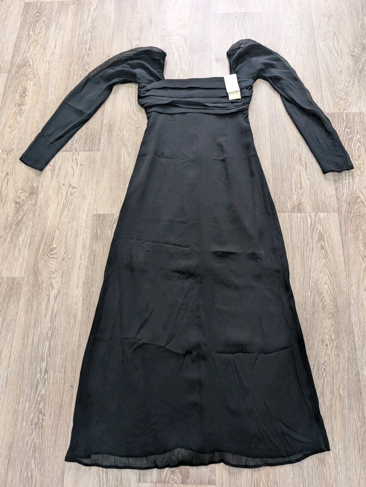 Black Abercrombie & Fitch long sleeve sheer midi dress size X small brand new XS