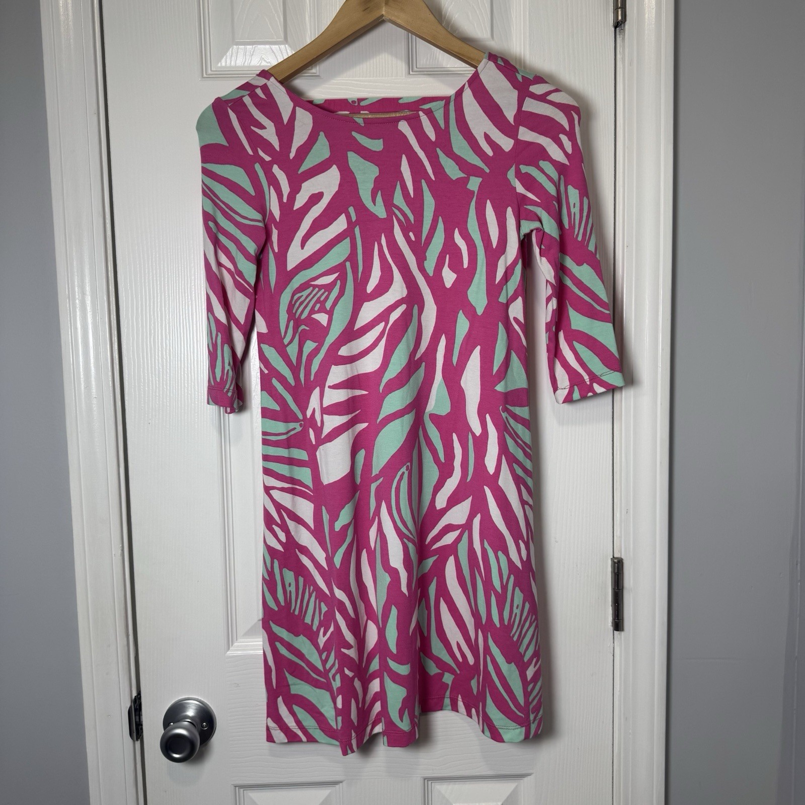 Lilly Pulitzer Ophelia Swing Dress Size XXS 3/4 Sleeves 96% Rayon 4% Spandex