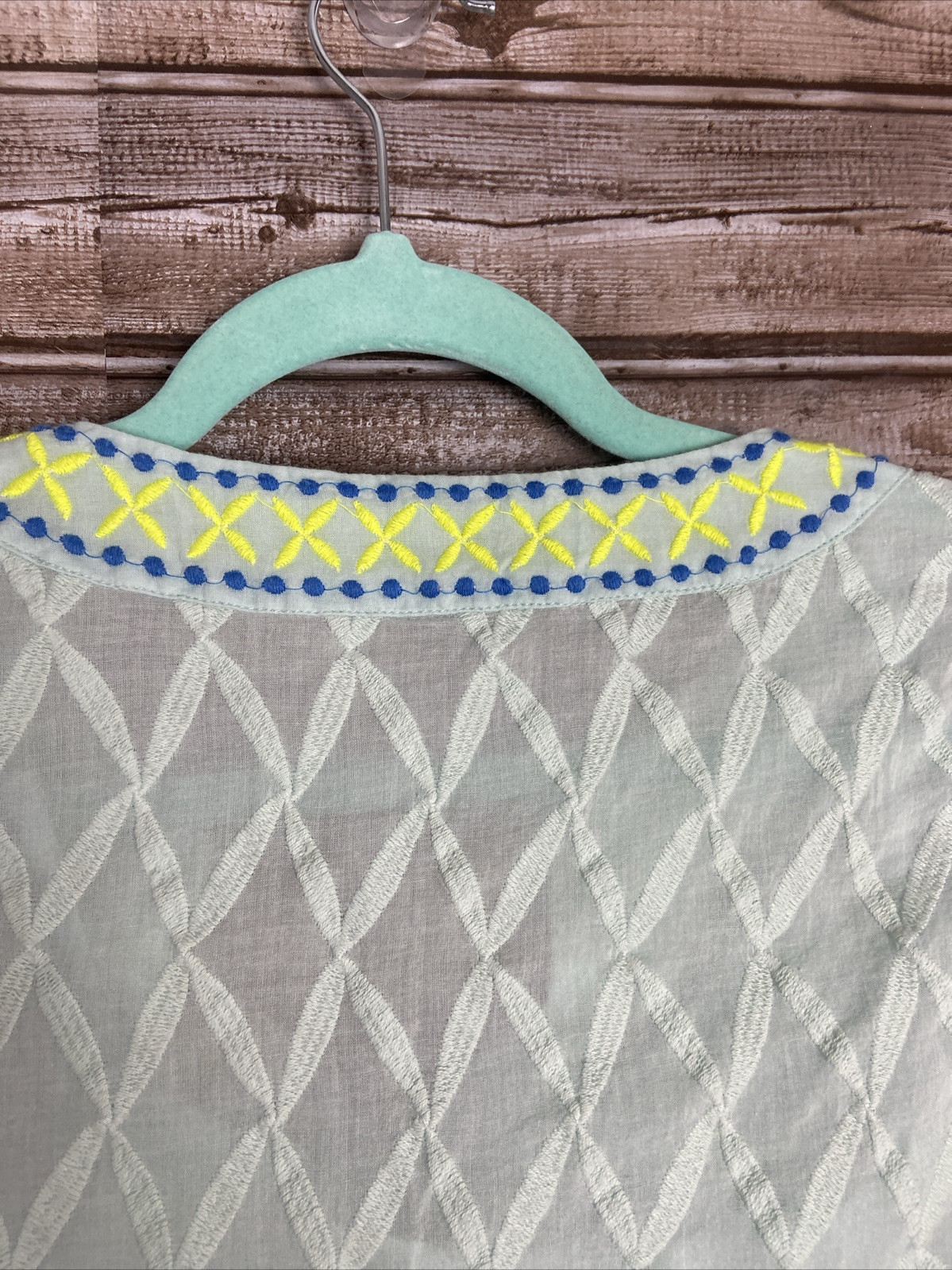 Vineyard Vines Blue Yellow Lined Cotton Embriodered Tunic Dress Sz XXS