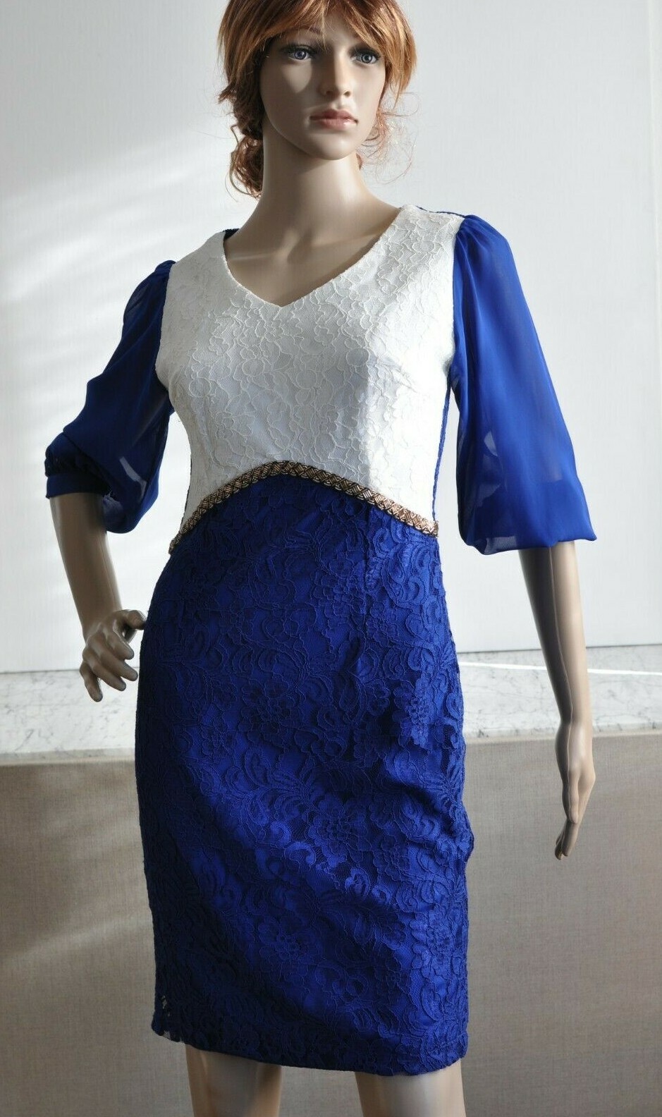 Creativity Party Cocktailkleid Spitzen Abend Kleid Royal Blau 36 bezaubernd