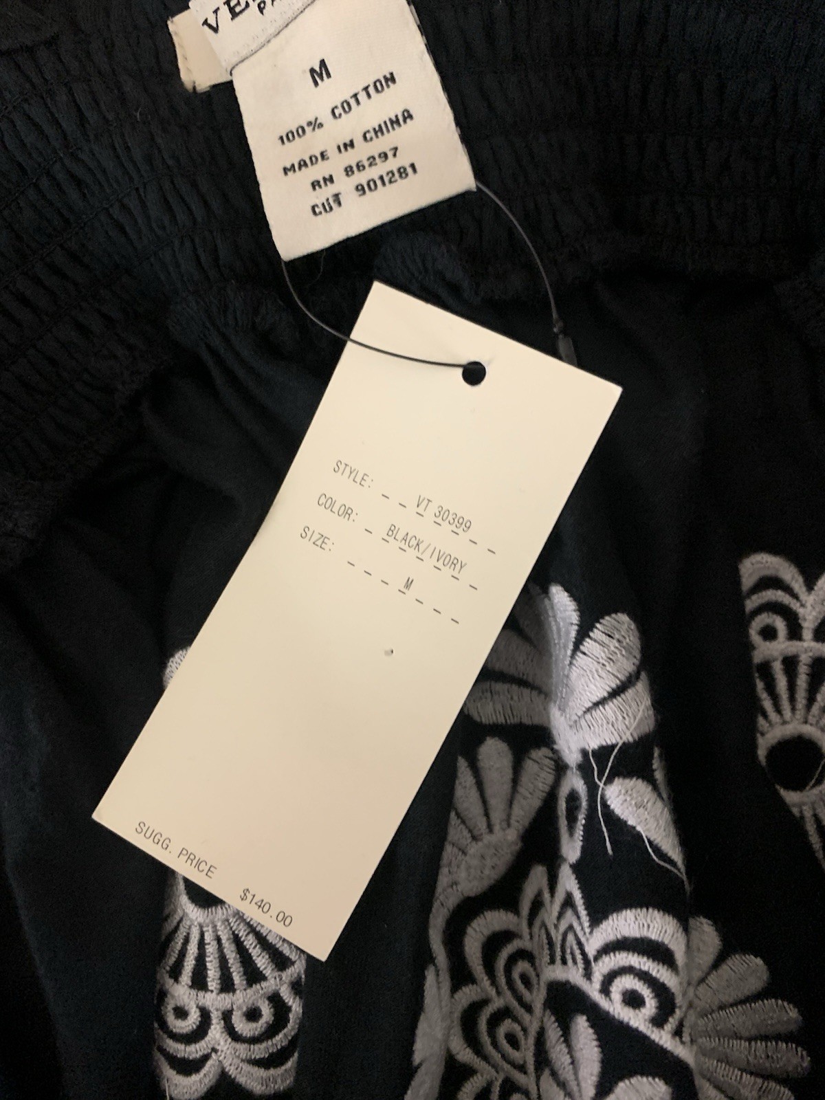 Vertigo Paris Black White Embroidered Boho Sleeveless Dress M