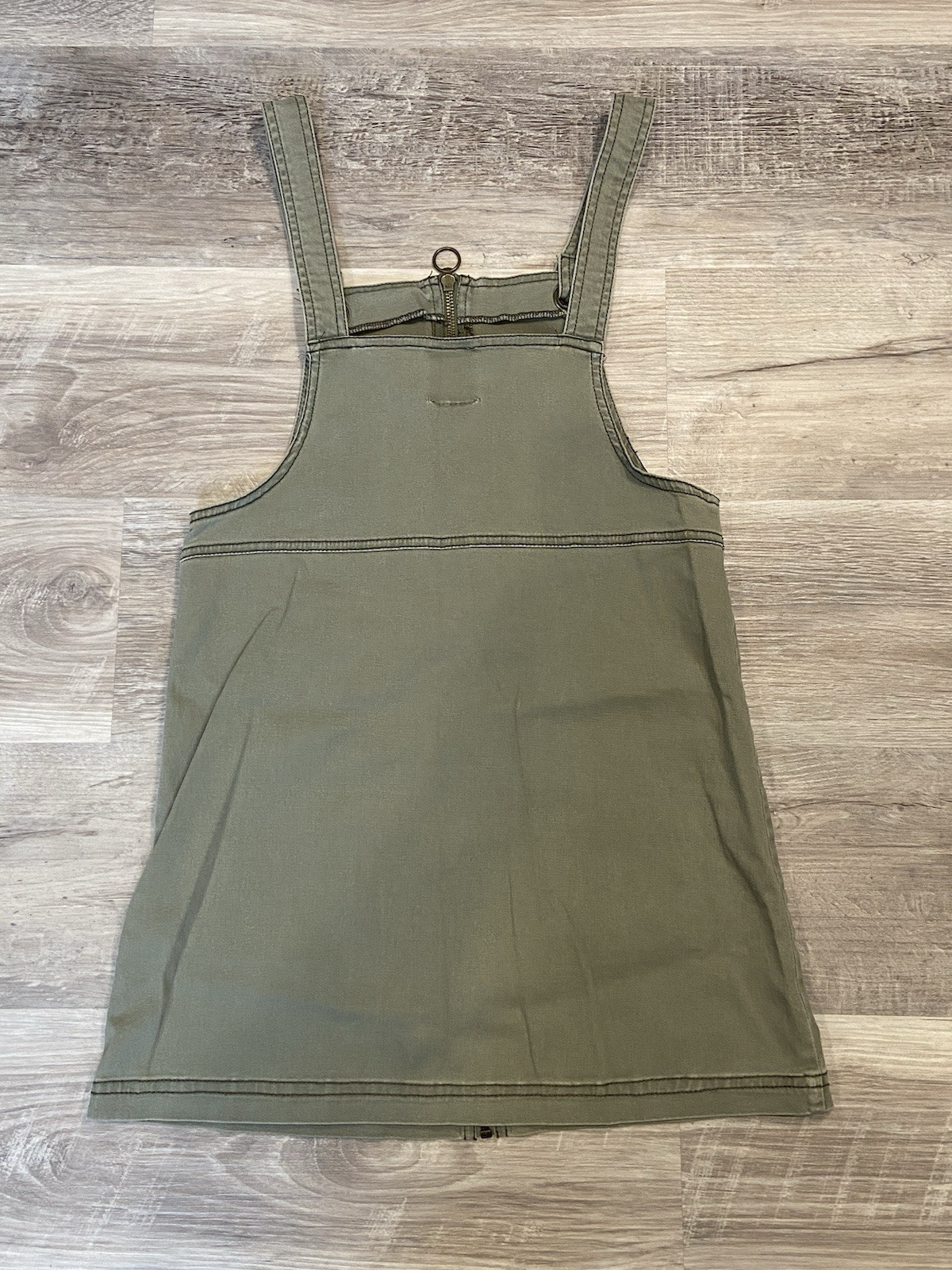 Zipper And Straps Front Tan/Kaki Mini Dress – Womens Size Small
