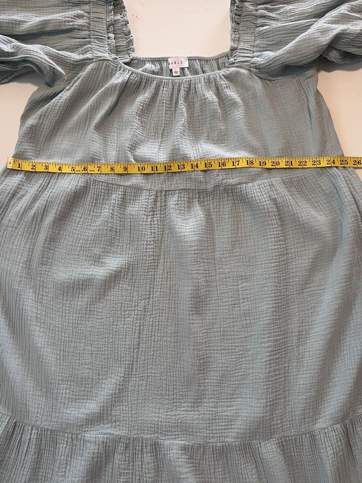 MABEL Puff Sleeve Prairie Scope Neckline Dress Cottage Core SZ Large