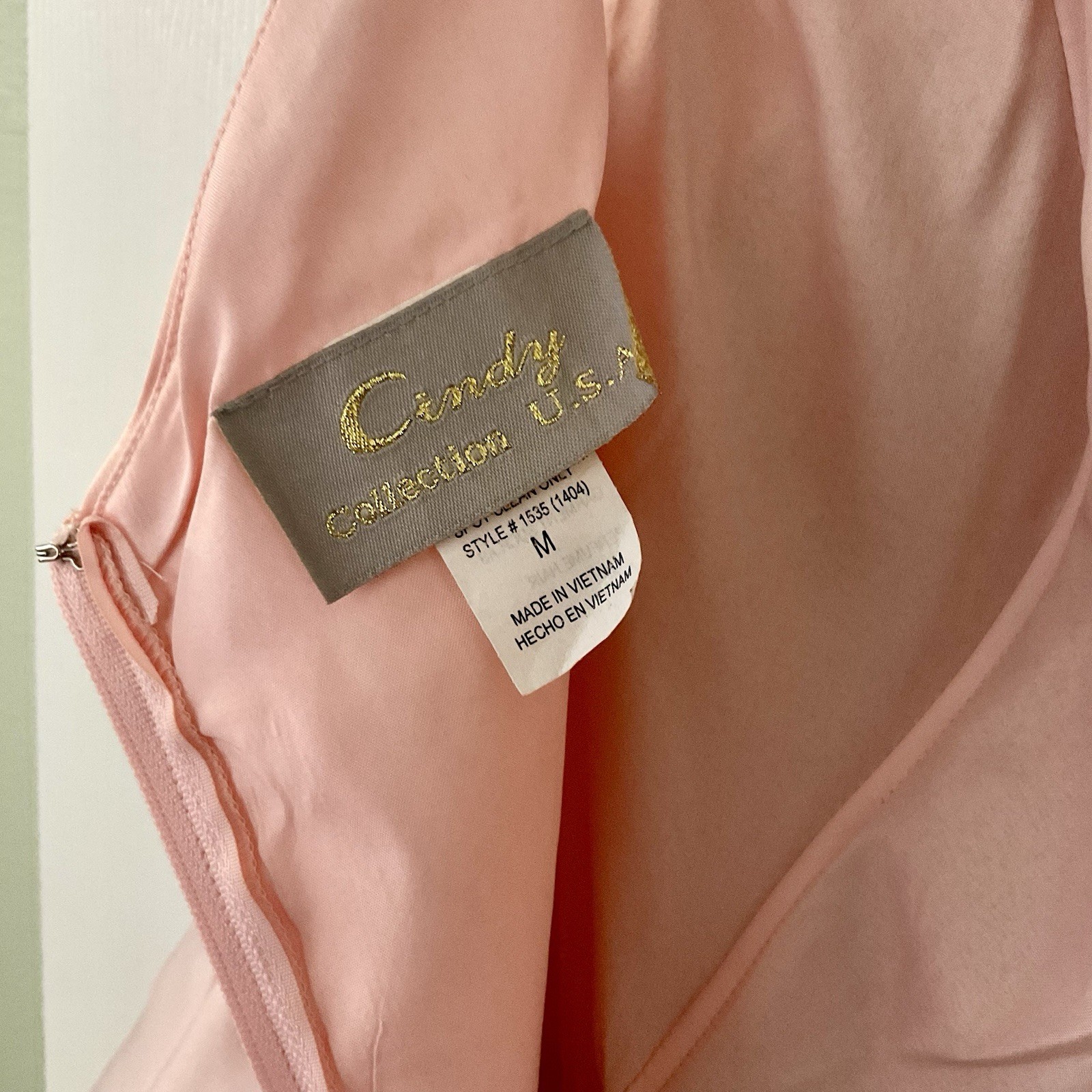Cindy Collection Fit N Flare Dress Mini Pink Satin Rhinestone Prom Wedding Gown