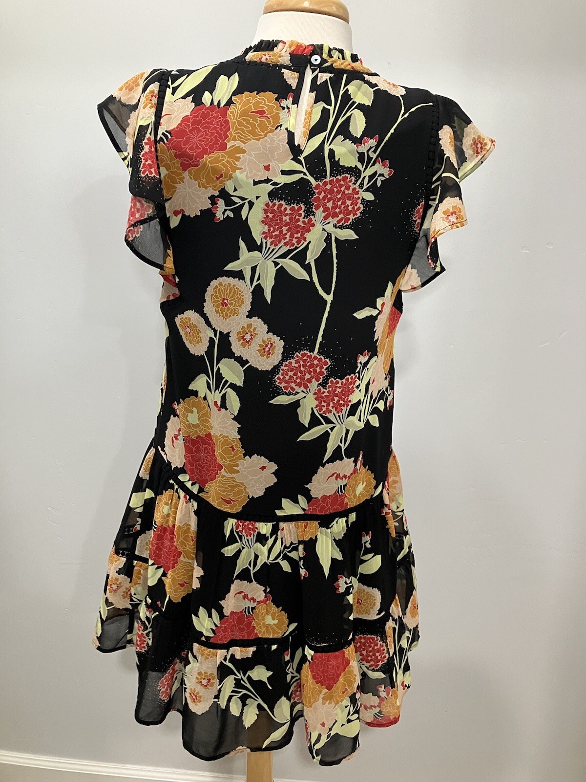 Danielrainn Black & Multicolored Floral Mini Dress, Size 8