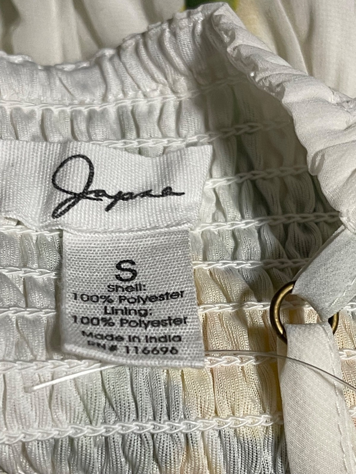 Japna White Lemon Print Ruffle Mini Dress Womens Size S