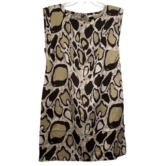 Vertigo Paris Snakeskin Print Sheath Dress Womens Large Mobwife Neutral Chic