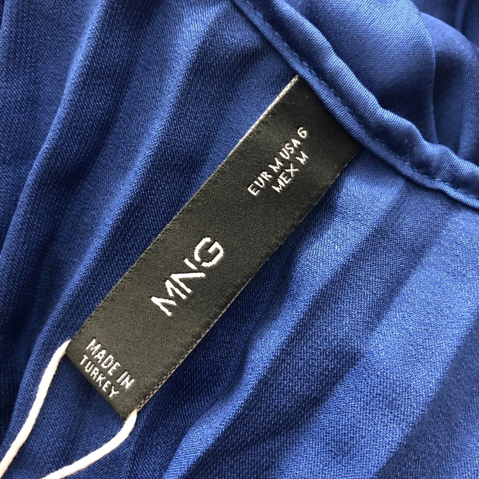 MNG Pleated Royal Blue Spaghetti Strap Dress Size M Lightweight Flowy FLAW