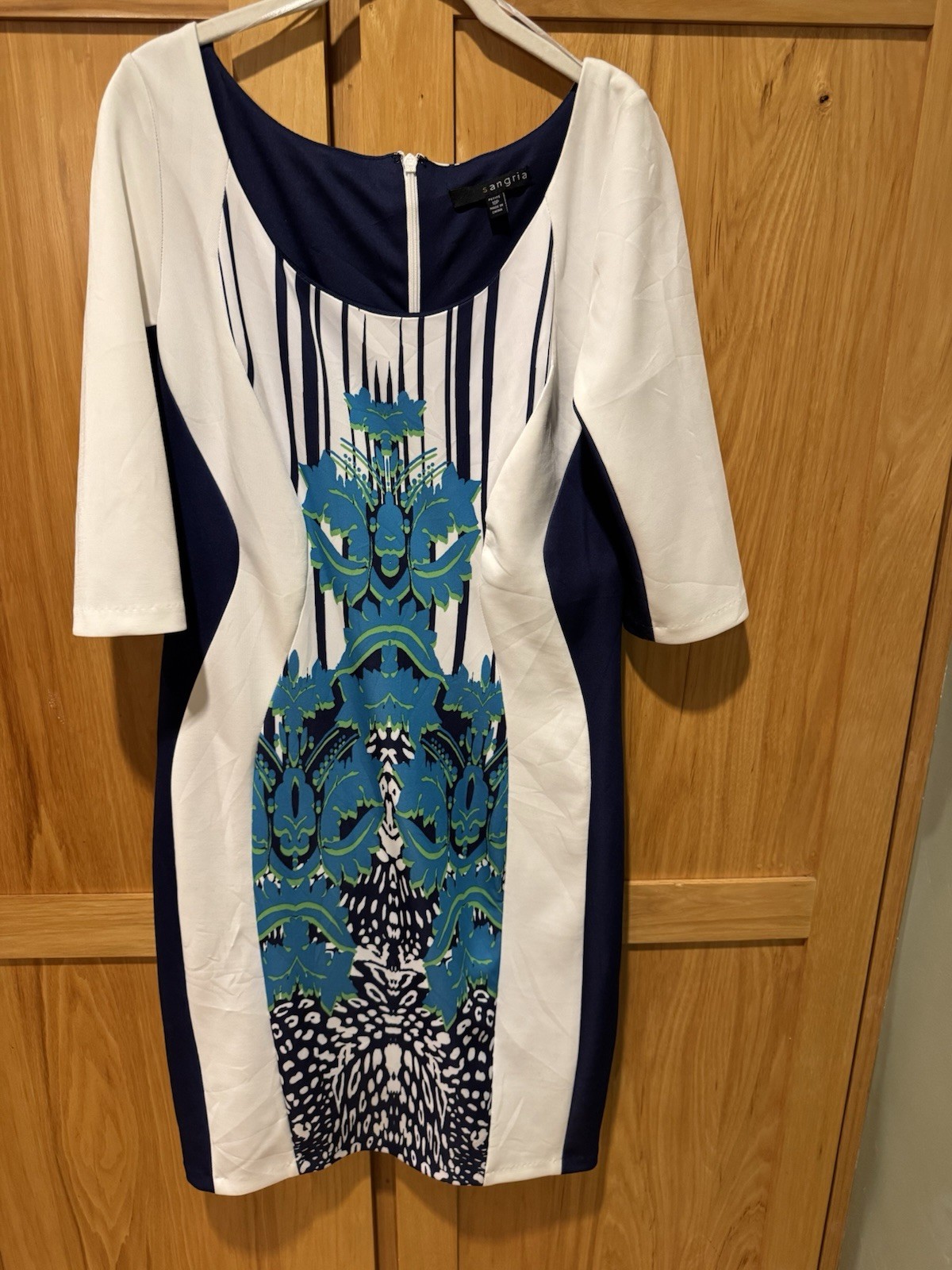 Sangria Color Block 3/4 Sleeve Dress Women’s 10 petite EUC