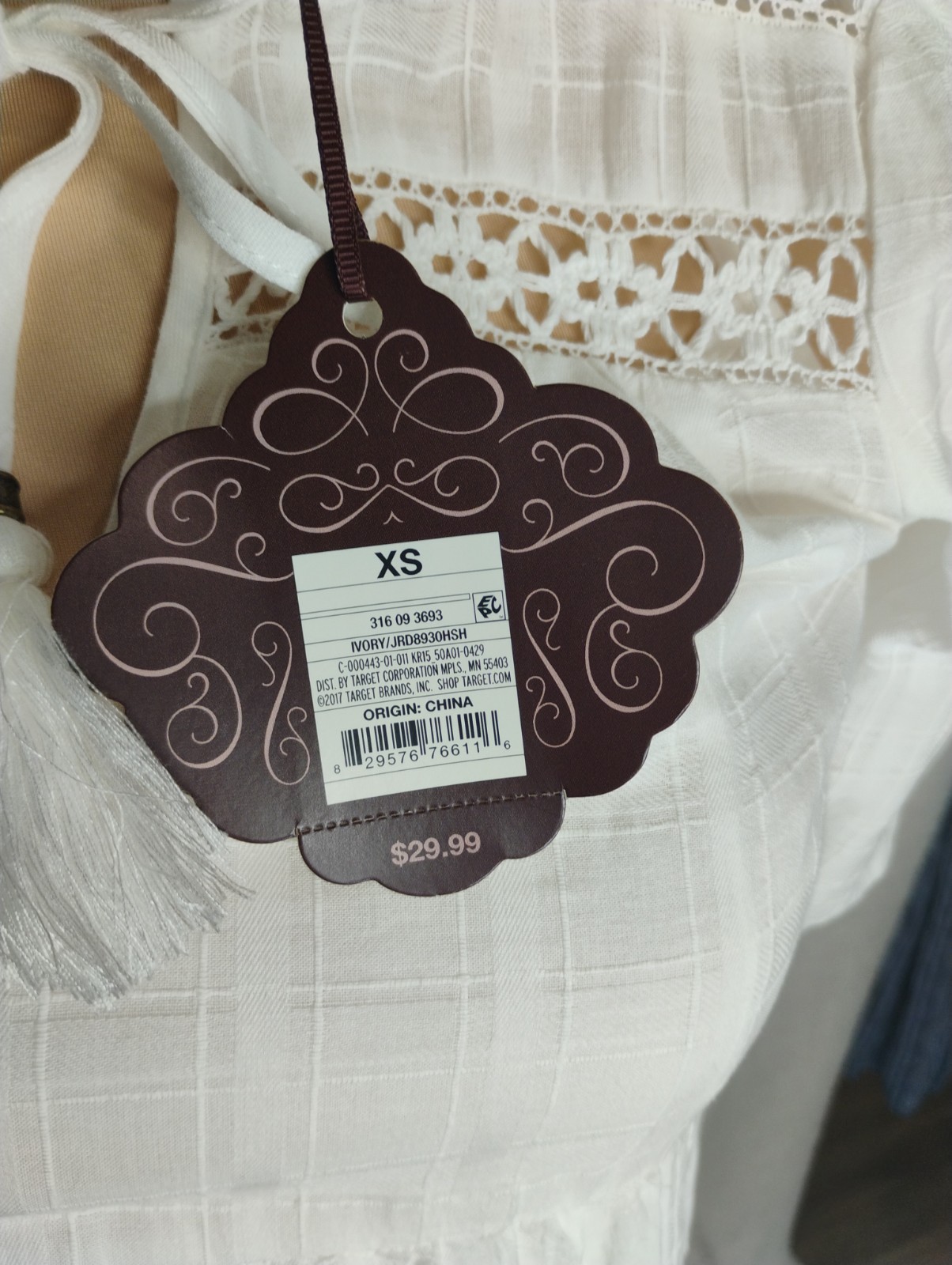 Knox Rose NWT Ivory Long Sleeve Peasent/Hippie Dress S