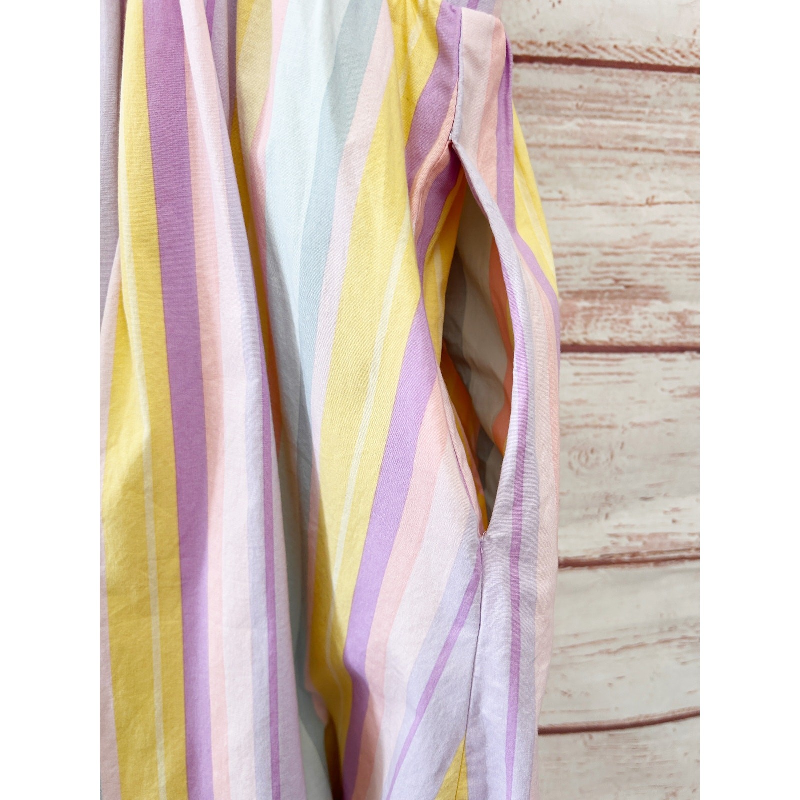 TORRID Pastel Rainbow Stripe Poplin Tie Front Skater Dress Pockets Size 2X 2