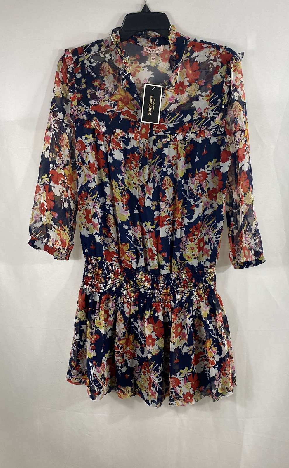 Juicy Couture Women’s Regal Belladonna Floral Smocked Long Sleeve Dress NWT Sz 4