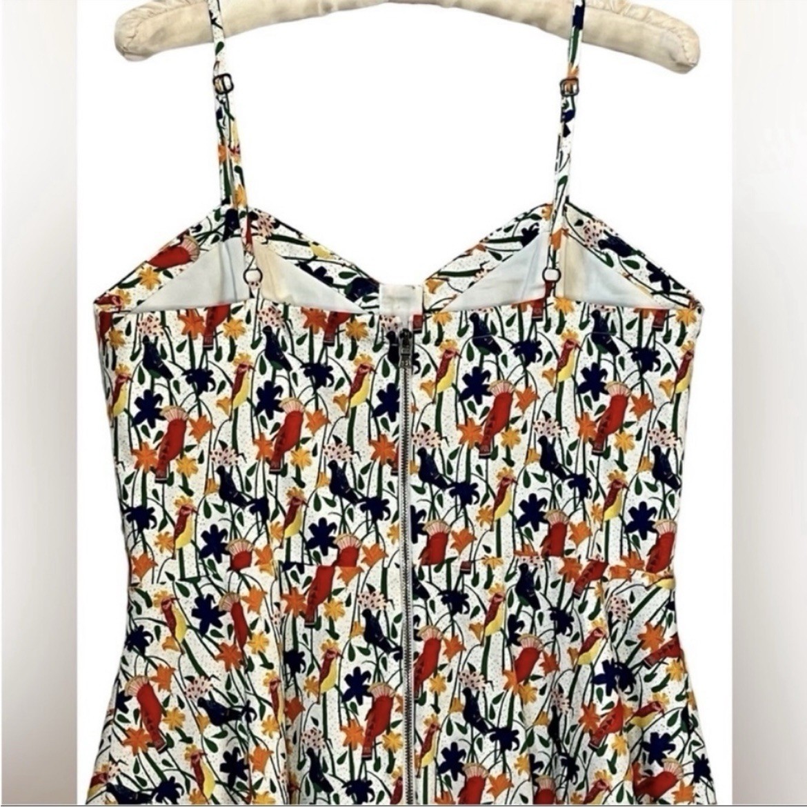Alice + Olivia Nella Bird Print Dress 12 NWT Fit Flare Sweetheart Mini