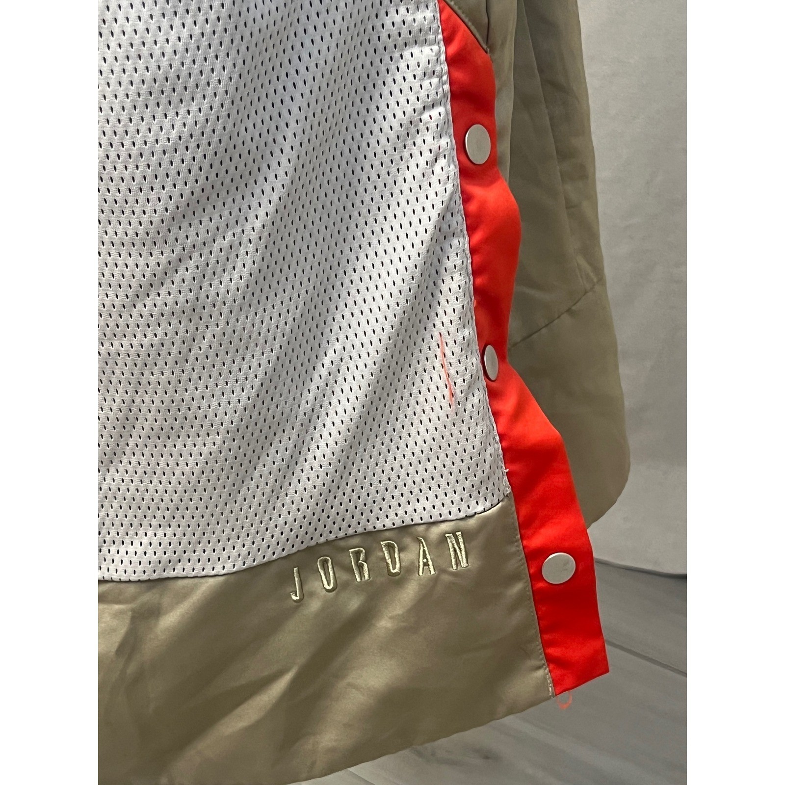 Jordan Flight Dress Tank Top Zip Front Mesh Panels Tan Red Sz L Utility Athletic