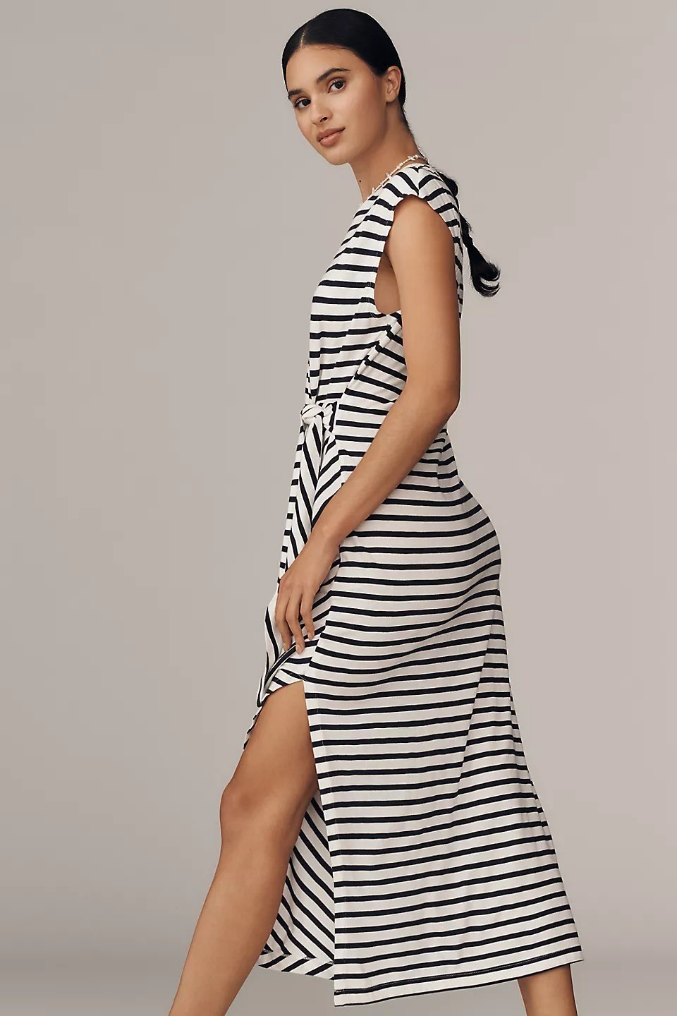 By Anthropologie Daily Practice Tiebreaker Muscle-Sleeve Midi Dress S New 281530