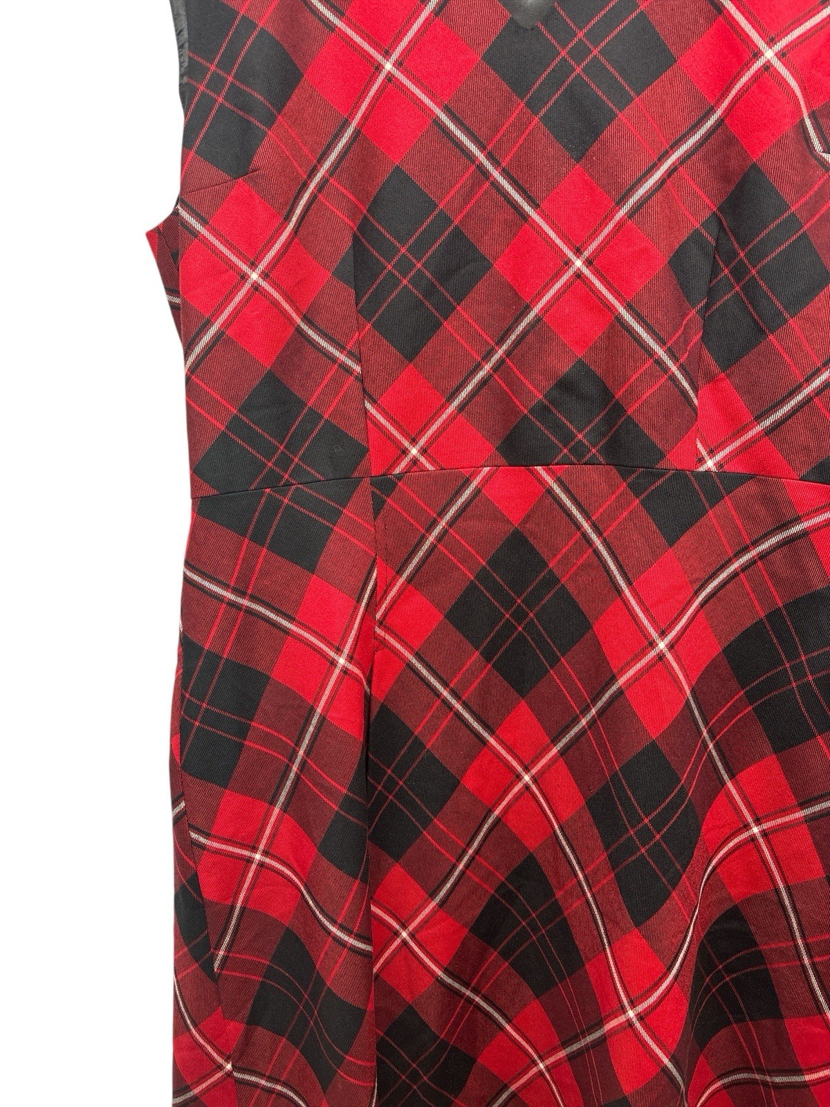 Pendleton 100% Wool Plaid Jumper Dress Red Tartan Sleeveless Size 16 Made in USA