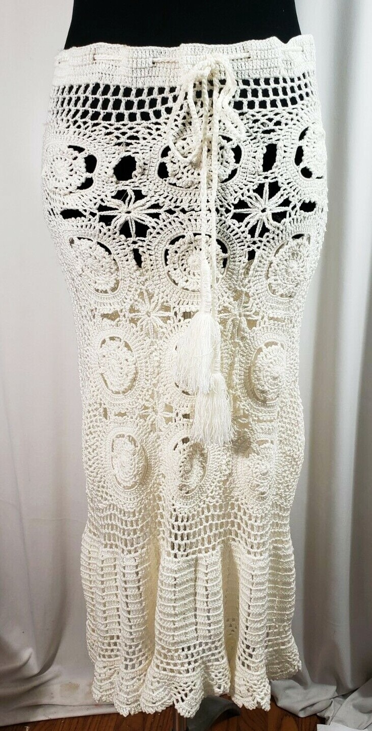 Crochet skirt or tube dress, bikini cover, white, size XS- S, handmade