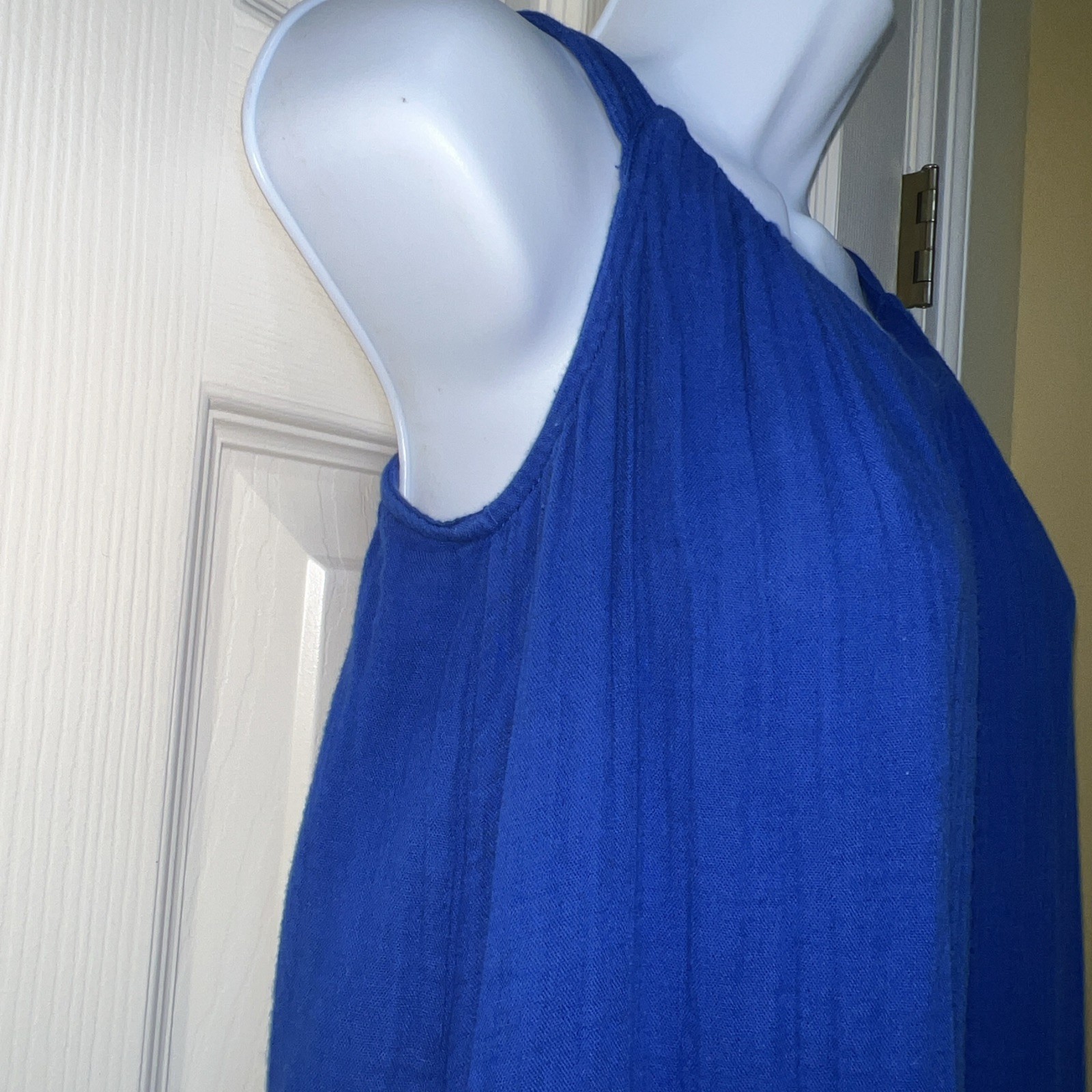 Old Navy Royal Blue Cotton Gauze Sleeveless Maxi Dress Sz XS Beach Boho Coastal