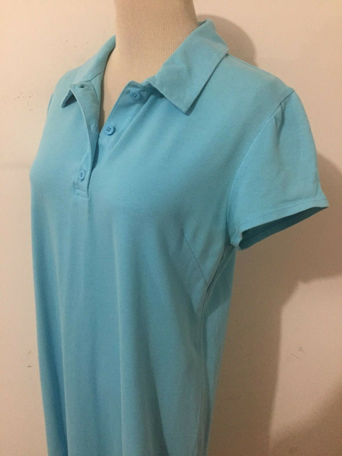 Hanna Andersson 1/4-Button Piqué Polo Shirt Dress Aqua Blue Woman’s Size M