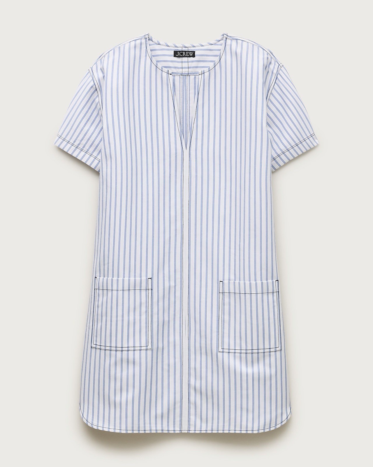 J.Crew Patch-pocket pullover dress in striped structured cotton poplin size M