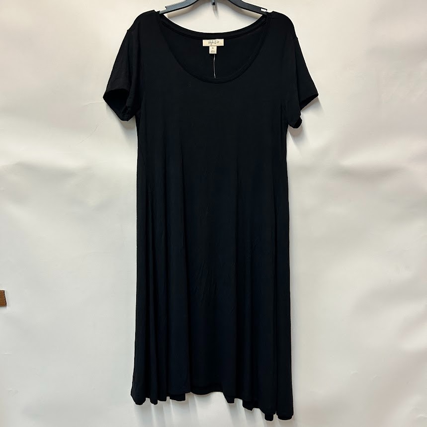 Style & Co Womens XS Deep Black Scoop Neck Short Sleeve T Shirt Dress NWT CK59
