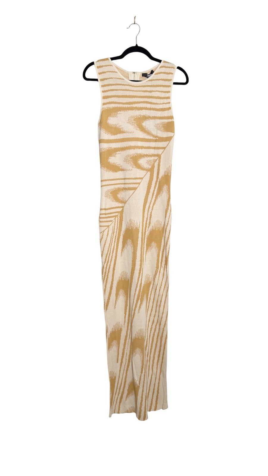 Hera Collection Wave Jacquard Dress Mustard Beige NWT Large