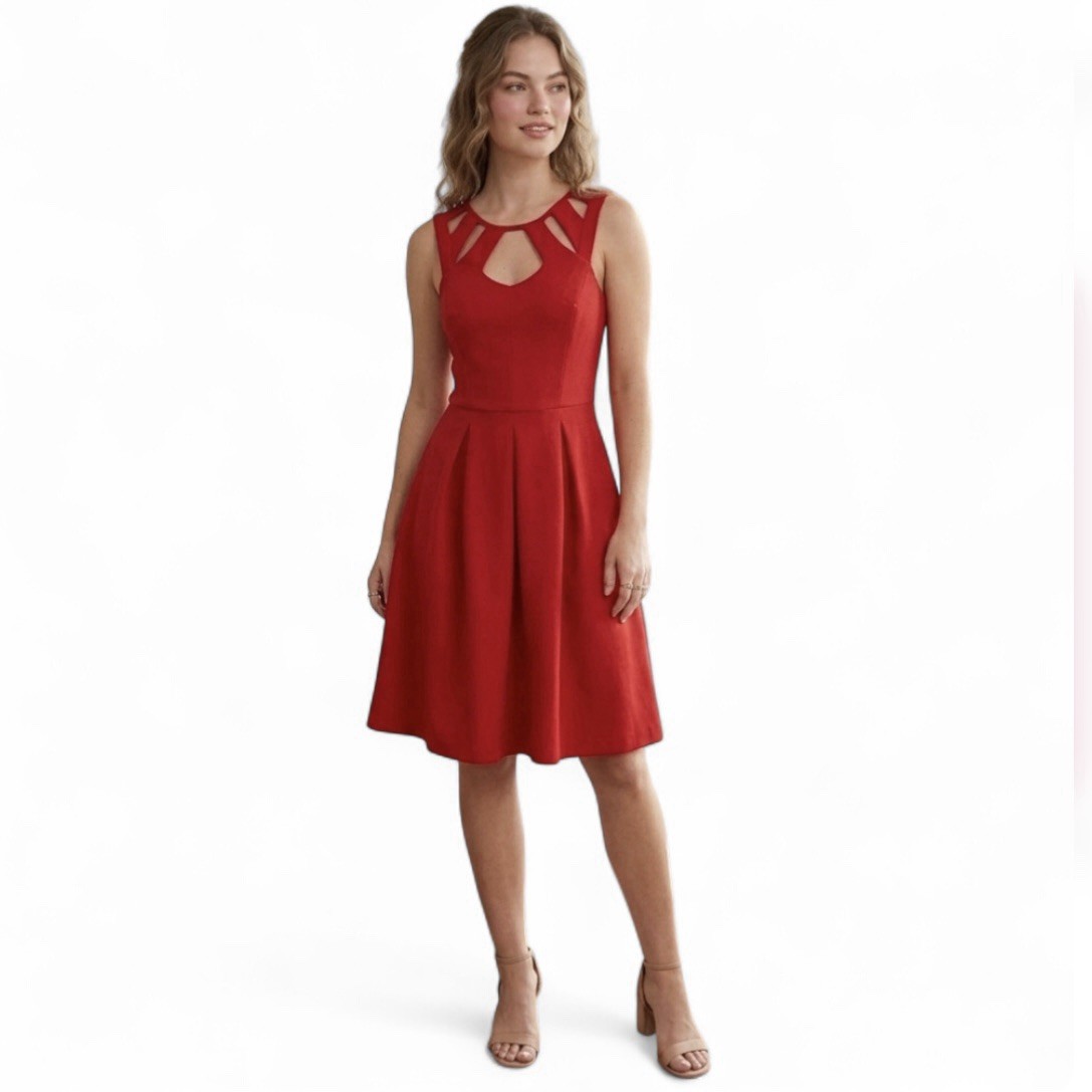 Betsey Johnson Red Cut Out Fit & Flare Dress Size 10 Medium Coquette Y2K Party