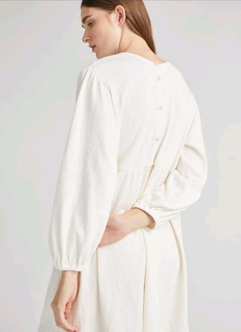 Richer Poorer Womens Bone Size M Cloud Button Up Long Sleeve Shirt Dress Frock