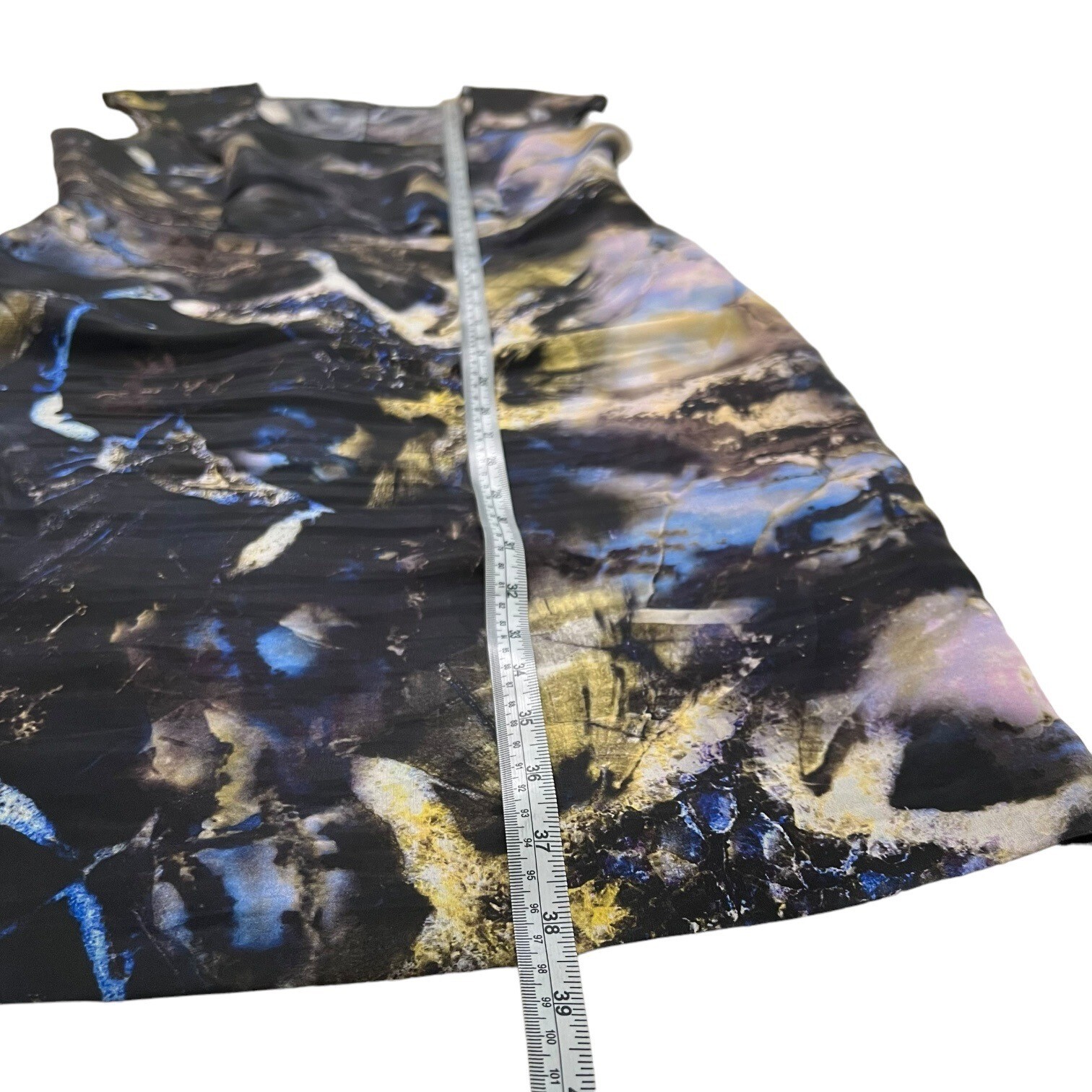 Piazza Sempione Marble Print Cap Sleeve Silk Sheath Dress Blue Black IT 42 US 6