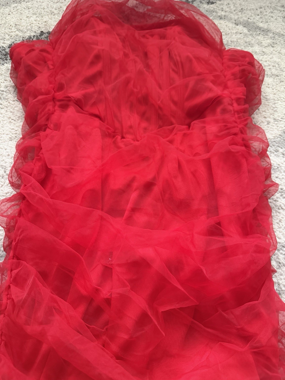 Pretty Little Things Shape Mesh Corset Ruched Bodycon Dress Red Womens Size 4