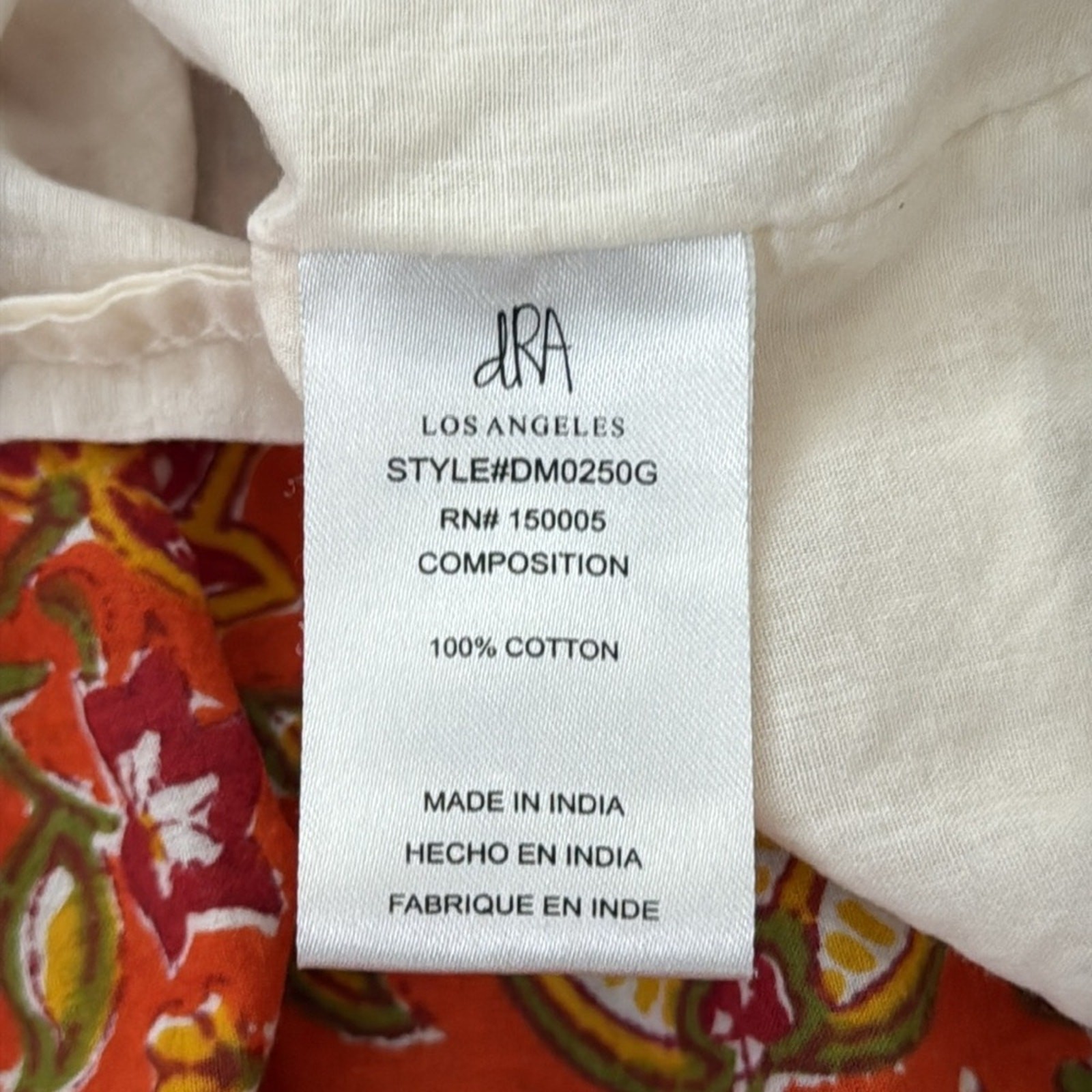 dRA Los Angeles Anthropologie Orange Multi Paisley Floral Boho Hippie Maxi Dress
