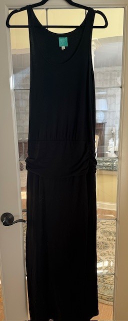 August Salt Rouched Waist Maxi Tank Dress Black Size L Modal Blend Women’s.