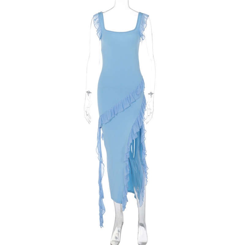 Women’s Clothing Split Wooden Ear Stitching Fashion Dress Temperament Sexy