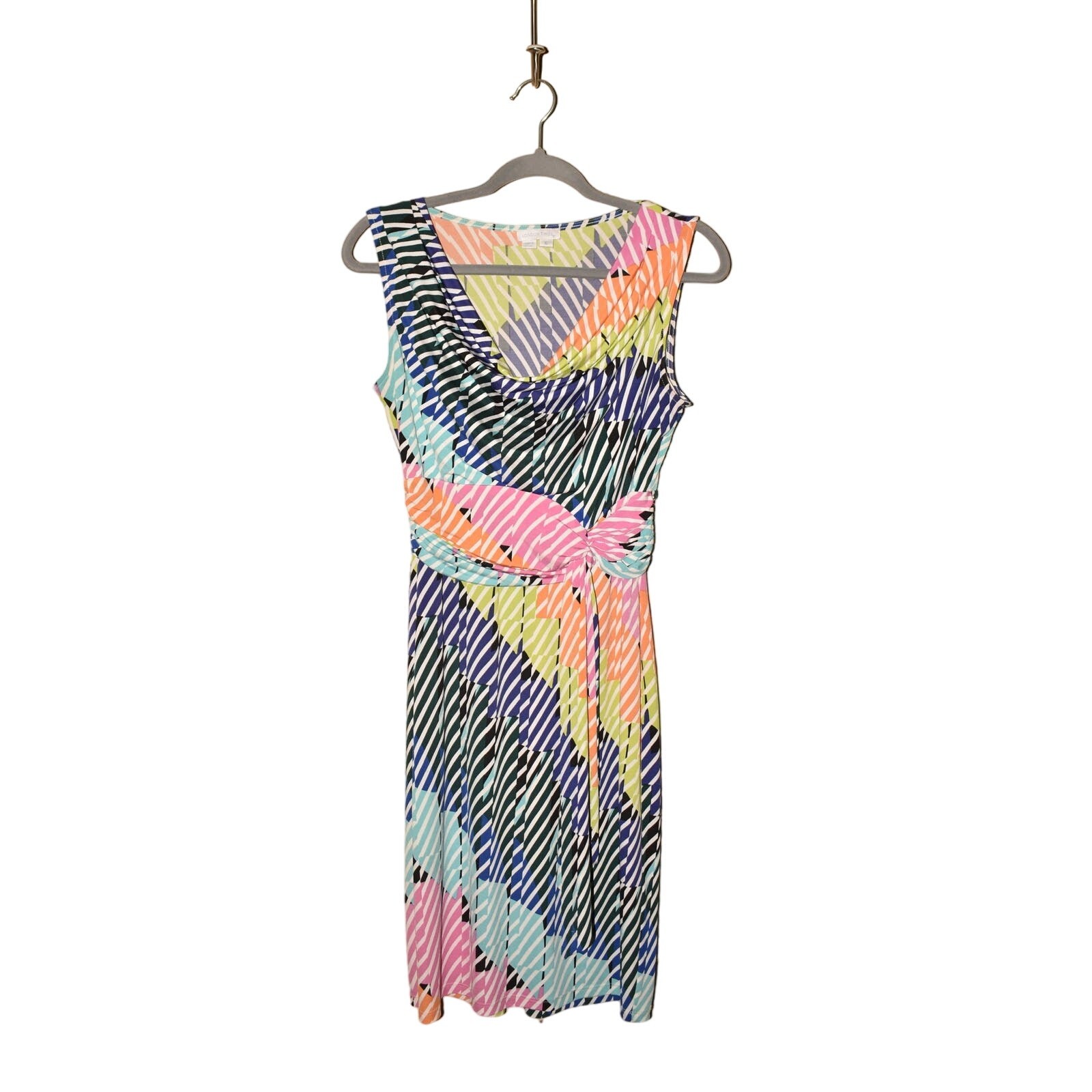 LONDON TIMES $98 Jersey Stretch Cowl Neck Sundress Multi-Color Size 6