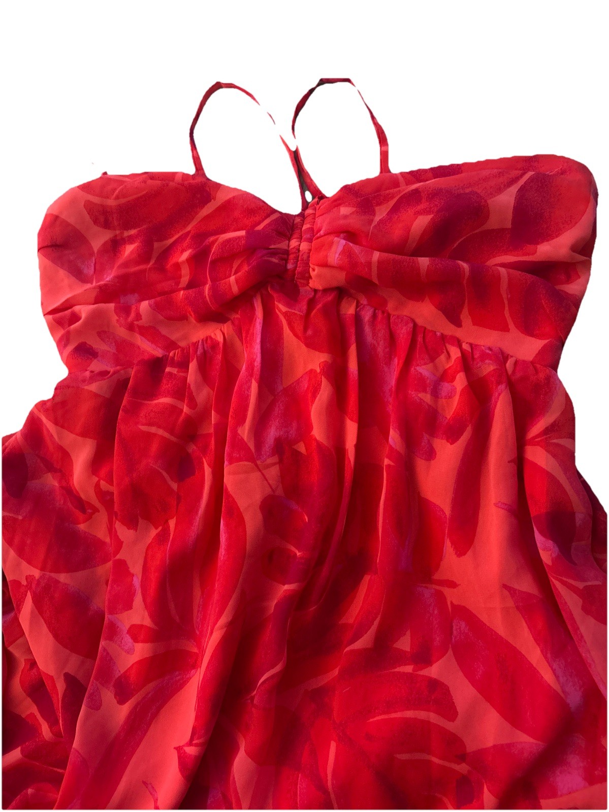 Dress Forum Red Tropical Print Straps Adjustable Maxi Dress Size M