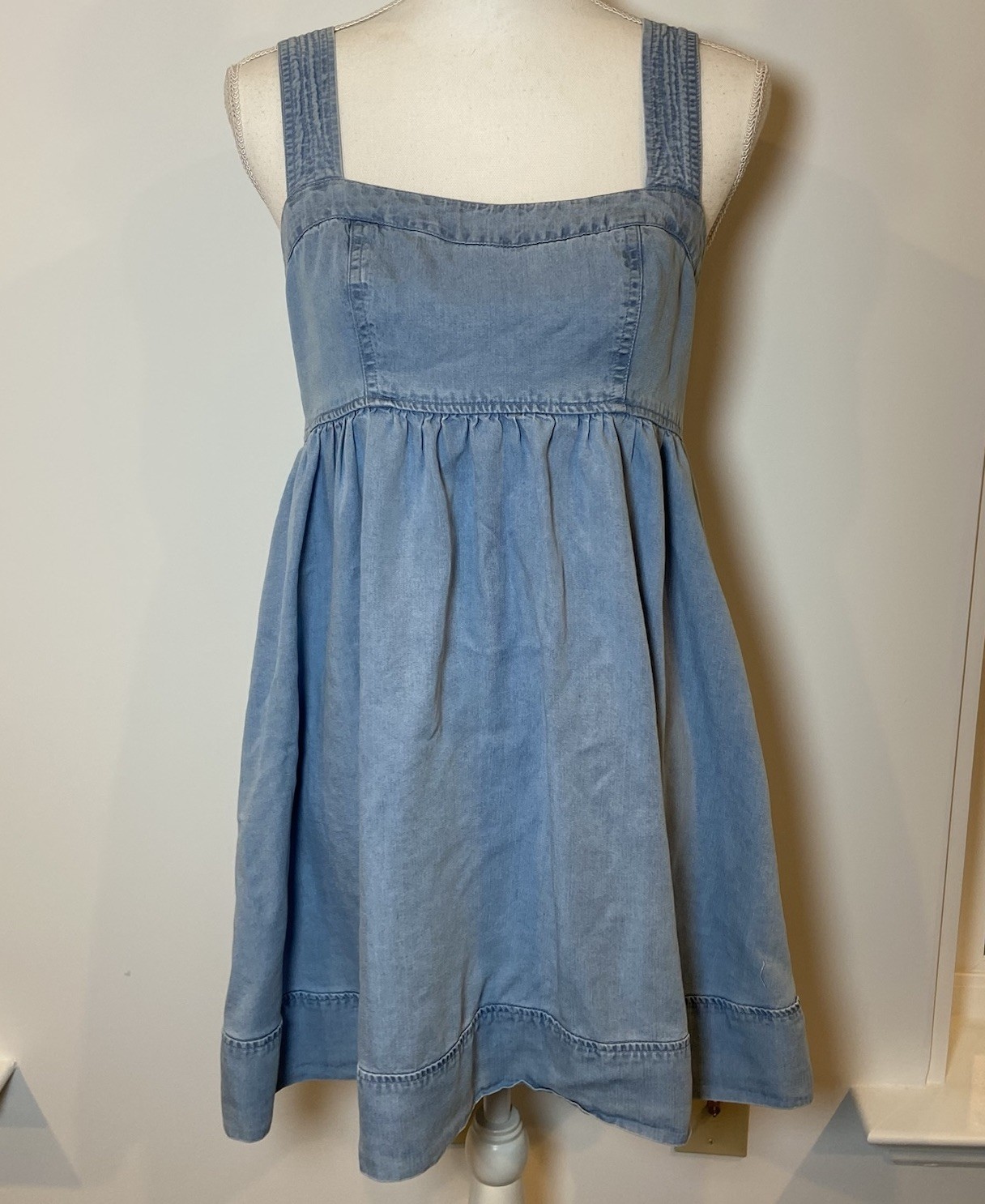NWT Promesa Denim Chambray Mini Dress Sundress Blue Small S New