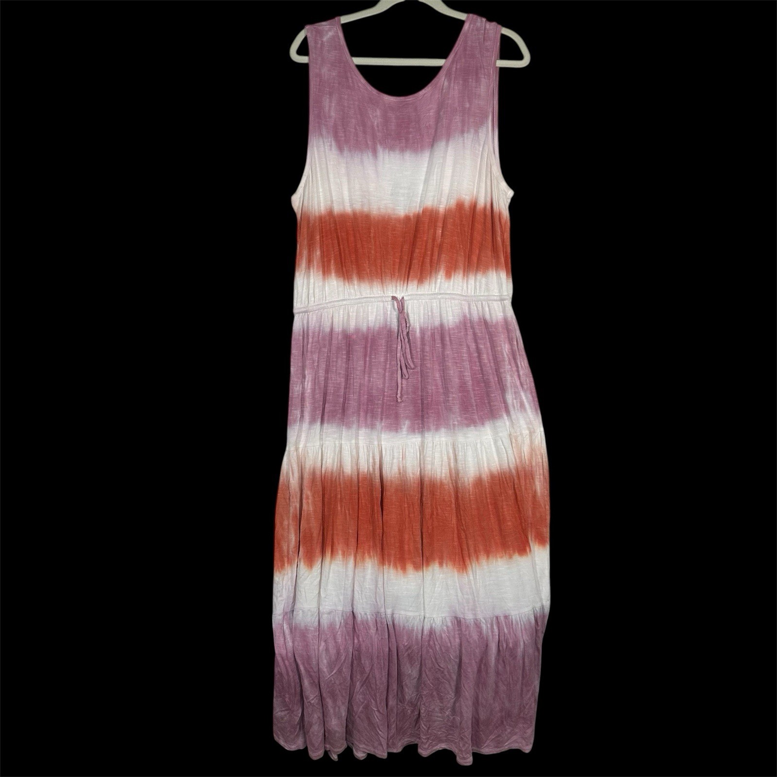 Knox Rose XXL Tie Dye Maxi Dress Boho Festival Tiered Sleeveless Lilac Orange