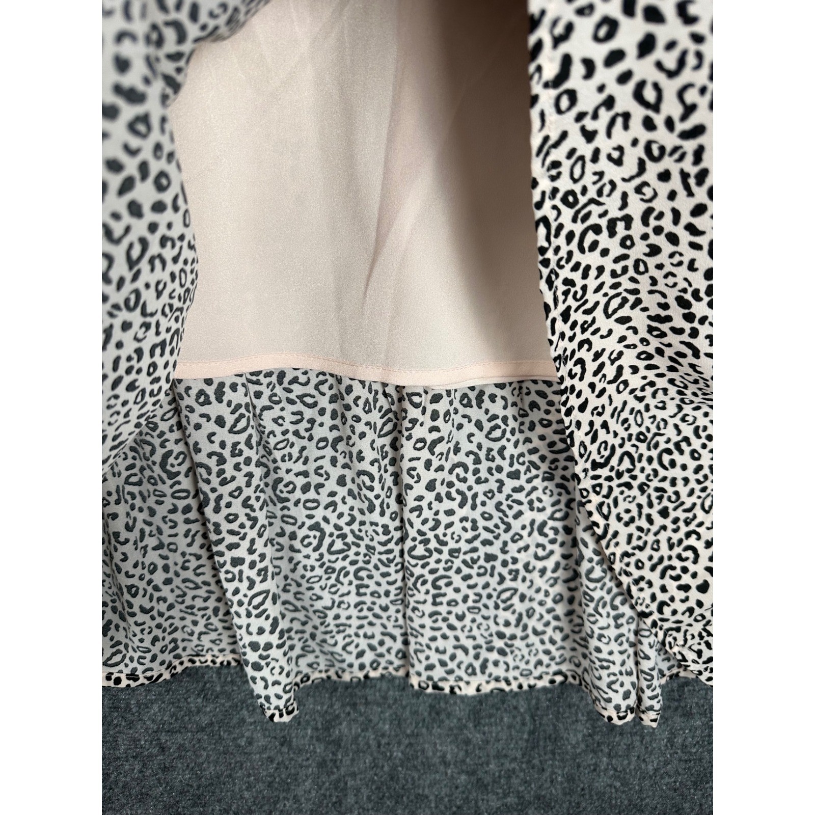 Who What Wear Women Leopard Print Ruffle Tiered High Low Dress S/M Pink Black