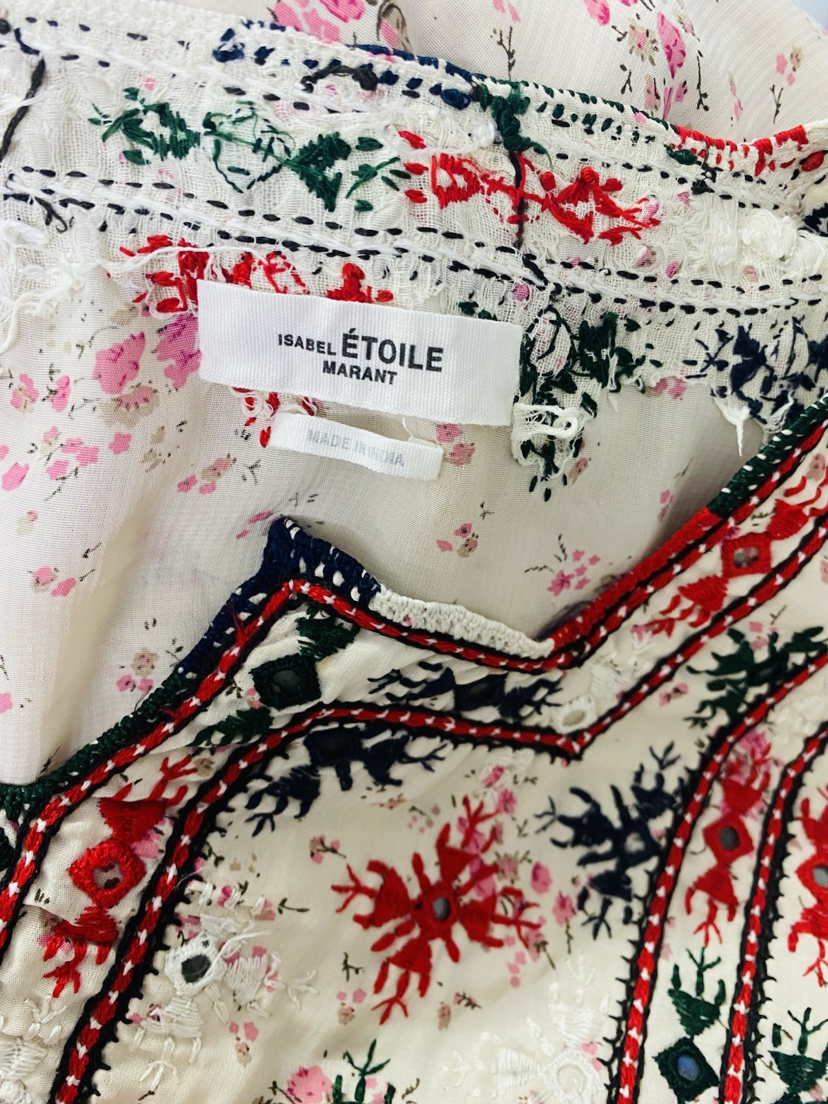 Isabel Marant Etoile Inesia Embroidered Kaftan Style Women Mini Short Dress S 36
