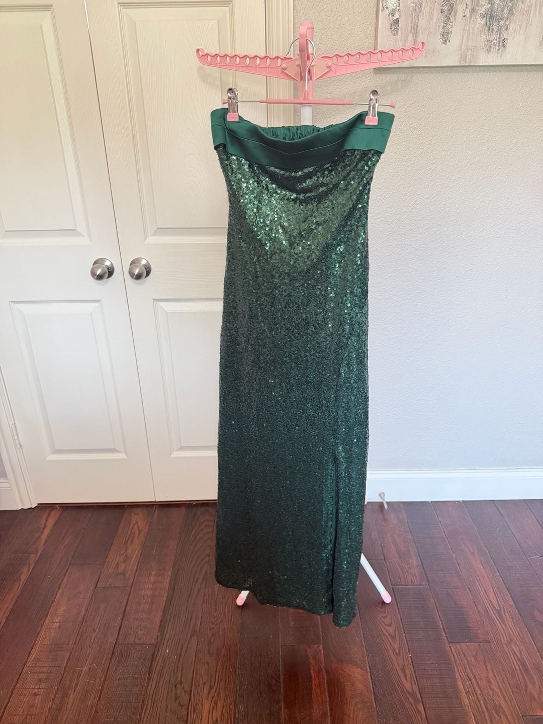 Altar’d State Strapless Sequin Maxi Dress in Hunter Green