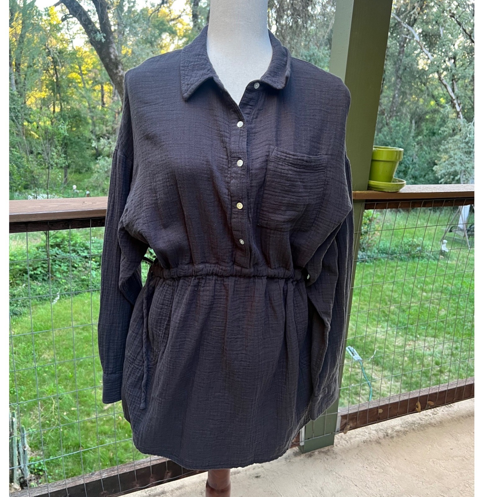 Normal Brand S Charcoal Kalo Gauze Waist Shirt Dress