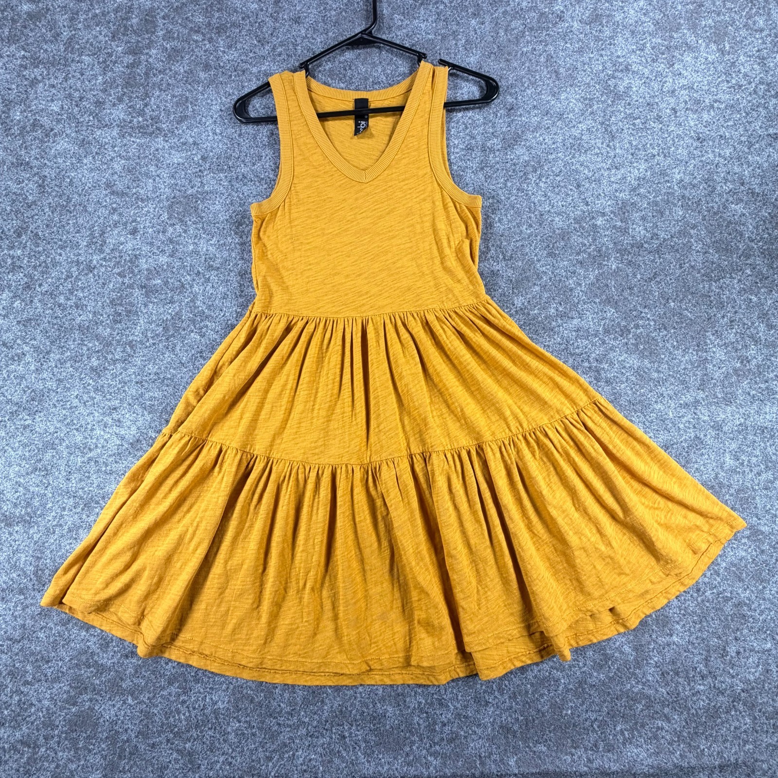 Bobi Los Angeles A-Line Dress Womens S Cotton Tiered V Neck Wide Strap Casual