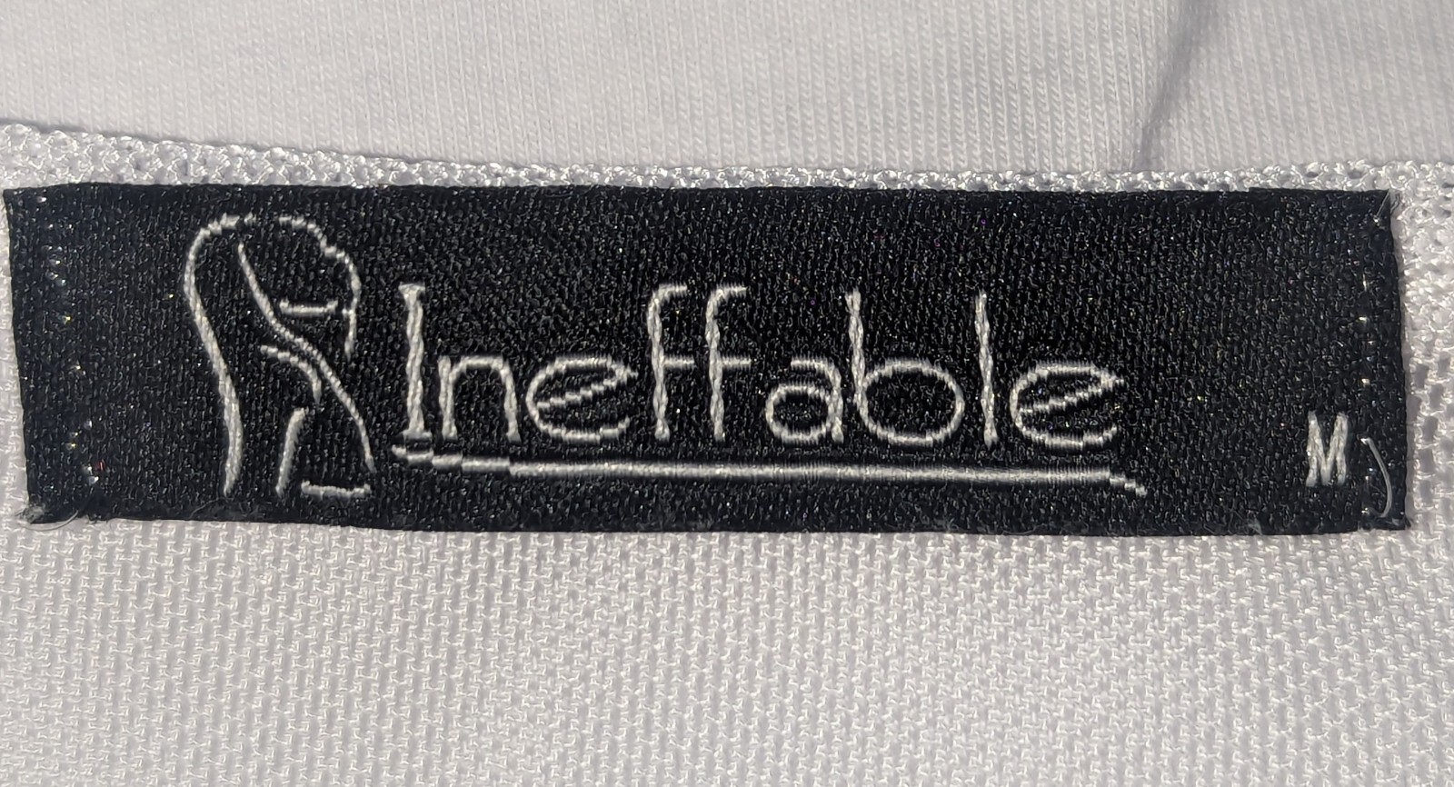 Ineffable Size Medium Cotton Spandex White fit n flare Dress Sheer Mesh Top.